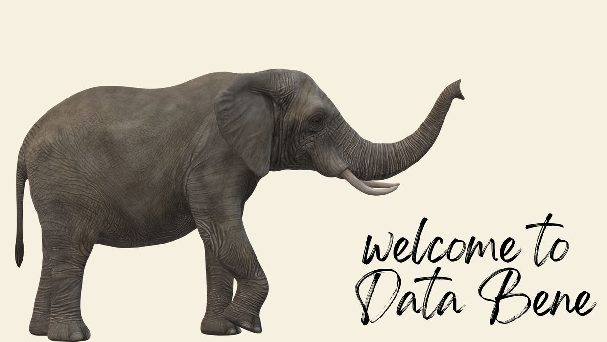 An elephant representing PostgreSQL welcoming you to the Data Bene blog